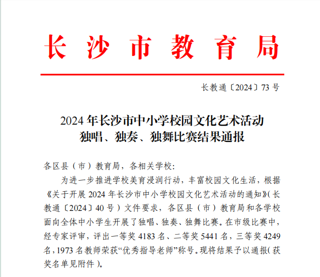 喜报丨我校多名学子在2024年长沙市三独比